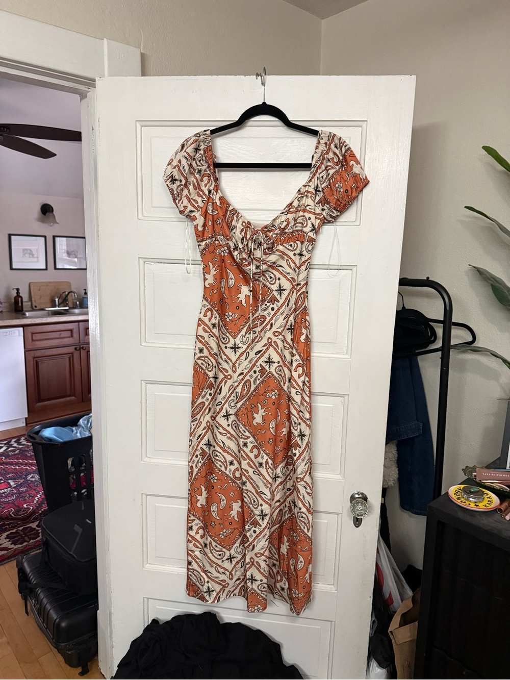Rust Paisley Western Maxi Dress - Women